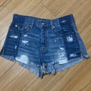 American Eagle Outfitters Blue Distressed Jean Shorts